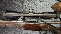 carabine Briano calibre 375 Lion sculpté avec écailles + swarovski
